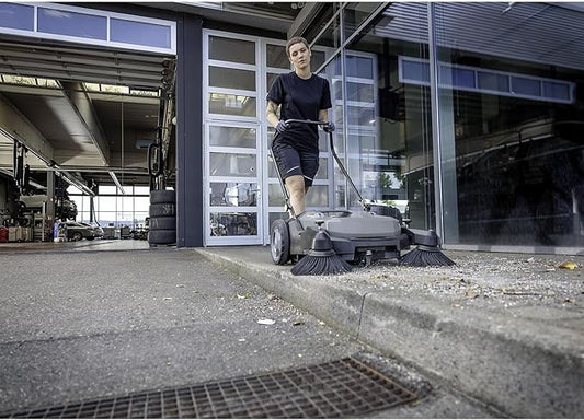 Kärcher Pro Walk Behind Outdoor Push Sweeper, KM 70/20 C 2SB, Two Bristle Brushes, Sweeps up to 20,000 ft² - 11 Gallon Capacity - for Commercial Use in Warehouses, Workshops, and More