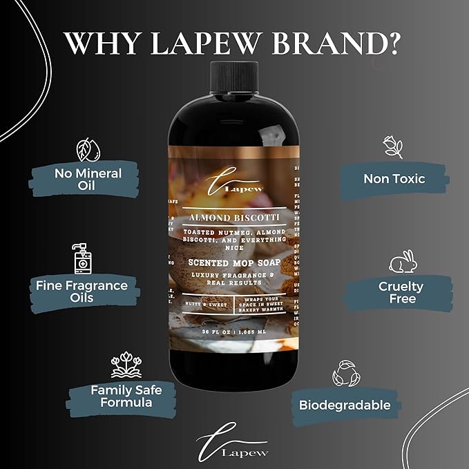 Lapew Almond Biscotti Bundle – Carpet Deodorizer Powder & Scented Mop Soap Set – Odor Eliminator for Pet-Friendly Homes (Nutmeg & Spice Fragrance)