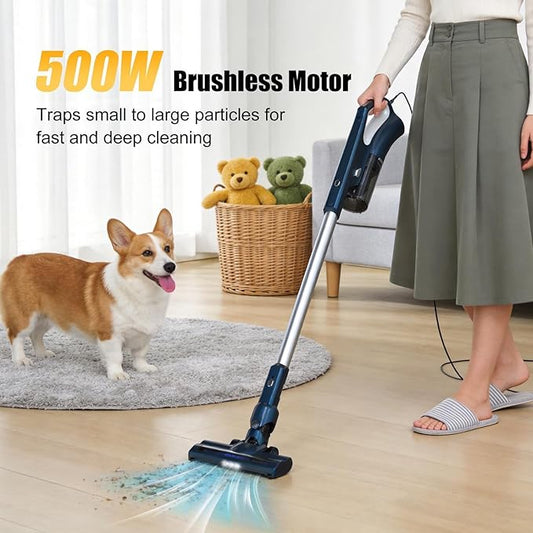 Corded Stick Vacuum Cleaner for Home Pet Hair & Hard Floors,500W 16.7Ft Power Cord Ultra-Lightweight Vacuum Cleaner with Powerful Suction for Tile and Low-Pile Carpet Handheld Vac(VA002)