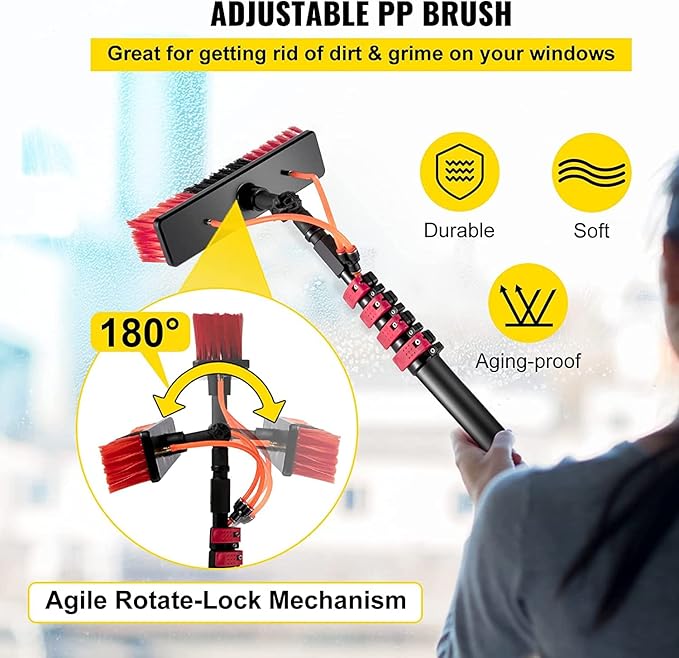 Window Cleaning Kit Window Cleaning Pole Water Fed Telescopic Brush 3.6M-11M Photovoltaic Panel Cleaning Tool 35Cm Brush Head for cleaning photovoltaic and solar panels