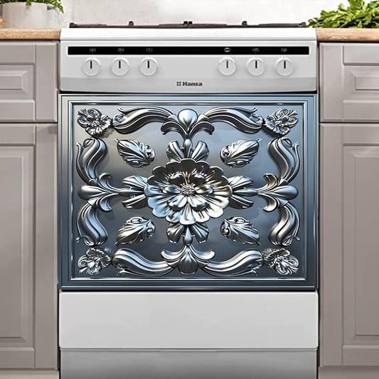 Stainless Steel Flower Pattern Dishwasher Magnetic Cover 3D Effect Decorate Panel Decal for Refrigerator Fridge Magnet Beautiful Flowers Magnets for Kitchen Home 23"x17"