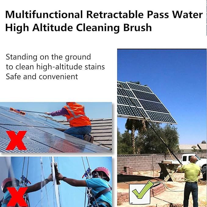 Window Cleaning Pole, Water Fed Telescopic Window Cleaning Brush, Extendable Cleaner Roof Cleaning Tools Window Cleaner Kit for Photovoltaic Panel, Trucks, Bus, Cars,10.8m