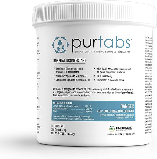 3.3 gram Sporicidal NaDCC Tablet Disinfectant - Multipurpose, Sporicidal, Concentrated Dissolving Tabs for Bulk Solution, Use with Protexus Electrostatic Spayers, Case of 6 Packs