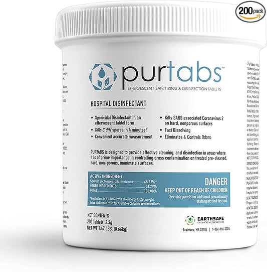 3.3 gram Sporicidal NaDCC Tablet Disinfectant - Multipurpose, Concentrated Dissolving Tabs for Bulk Solution, Use with Protexus Handheld Electrostatic Sprayer