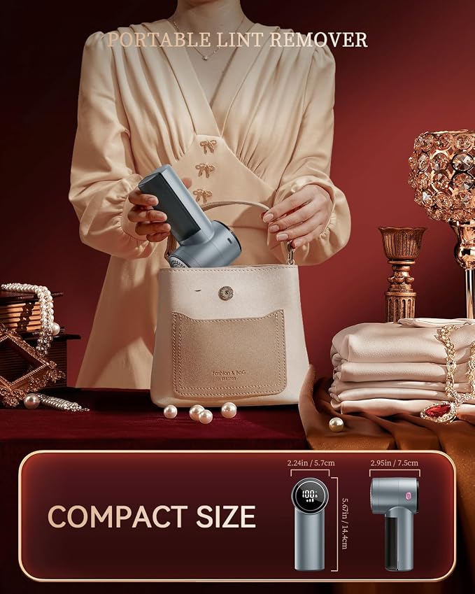Fabric Shaver, Rechargeable Lint Shaver with Digital Display, 3-Speeds Sweater Shaver with 6-Leaf Blades, Electric Portable Lint Remover to Remove Pilling for Clothes, Furniture, Couch, Blanket - Image 3