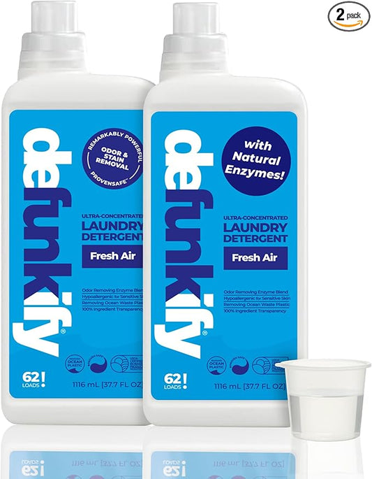 Laundry Detergent 124 Load. Crisp, Clean 'Fresh Air' Essential Oil Liquid Laundry Detergent Washing Soap for Sensitive Skin. ProvenSafe™ Cleaning Supply w/Odor & Stain Remover for Outdoor Gear