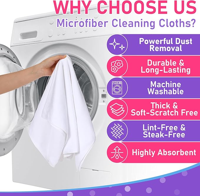 12 Pcs Extra Large Microfiber Cleaning Cloths Bulk 30" x 20" Washable Reusable Microfiber Rags Absorbent Cleaning Towels for Floor Glass Window Car Kitchen Bathroom House(White)