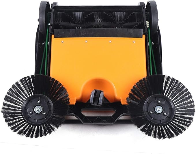 Eapmic Commercial Walk Behind Sweeper 26" Industrial Hand Push Floor Sweeper Outdoor Indoor Foldable Manual Sweeping Machine with 4 Gal Trash Bin for Basement, Garage, Driveway, Hotel