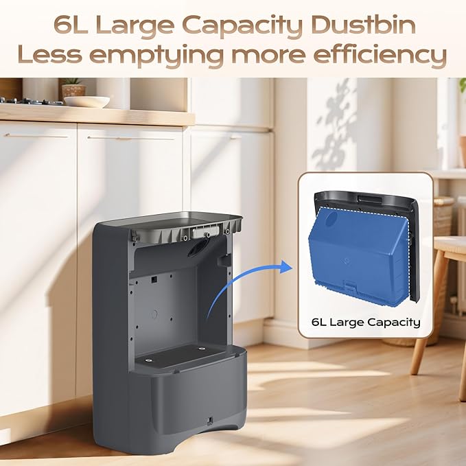 Touchless Vacuum Automatic Dustpan with Extra Filter, Hair Vacuum for Salons Pet Hair Food Dirt Home Kitchen, 6L Large Capacity Electric Dustpan Canister Vacuum Cleaner, 18000Pa Strong Suction