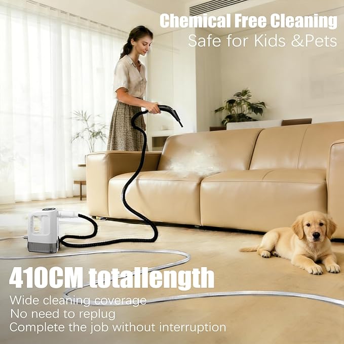 Handheld Steam Cleaner 15s Instant Heat-Up 400ML Tank Lightweight Portable Steam Cleaner for Home, Kitchen, Bathroom, Floor (White)