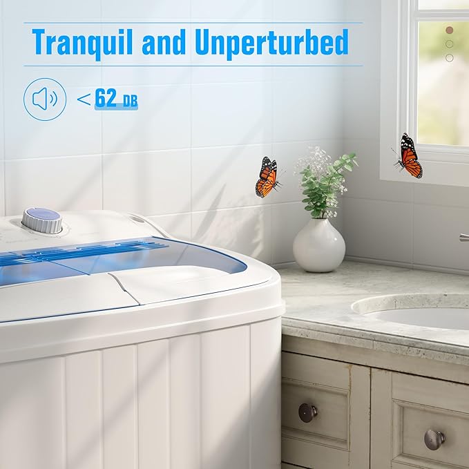 Superday Portable Washing Machine, 18lbs Small Washing Machine and Spin Dryer Combo, Mini Twin Tub Laundry Machine for Camping, Apartments, Dorms, College Rooms, RV, Delicates, Blue