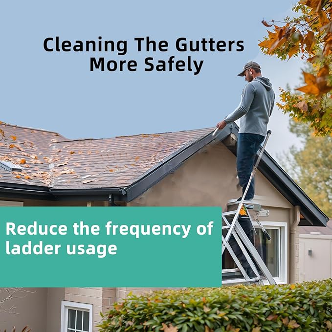 Gutter Cleaning Tools,Metal Rain Gutter Cleaner,Multi-Angle Gutter Cleaning from The Ground,4-13.5FT Extension Pole High Reach Leaf Cleaning from Gutter Guard.