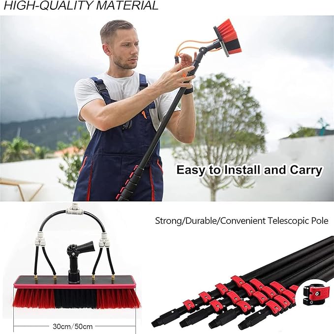 6m Solar Panel Cleaning Brush and Pole,Photovoltaic Panel CleaningTrucks Windows Water Fed Extendable Brush Roof Cleaning Tools Conservatory roof Cleaner,30cm-5.4m