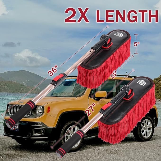 Car Duster Exterior Scratch Free,Soft Brush Kit for Truck,SUV,RV and Motorcycle,Wax Cotton Hair,Car Dusters with Extendable Handle,Duster for Cleaning,Dust Removing,No Lint