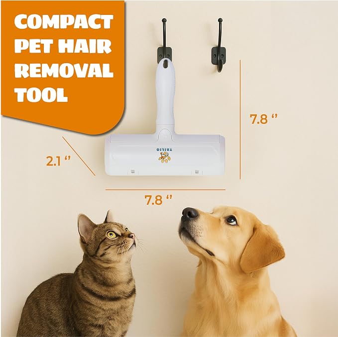 Pet Hair Remover with Fur Collector - Easy to Use Pet Hair Removal Tool - Cat & Dog Hair Remover for Couch, Furniture, Clothes, Bedding, Car - Reusable Lint Roller (White) - Image 7