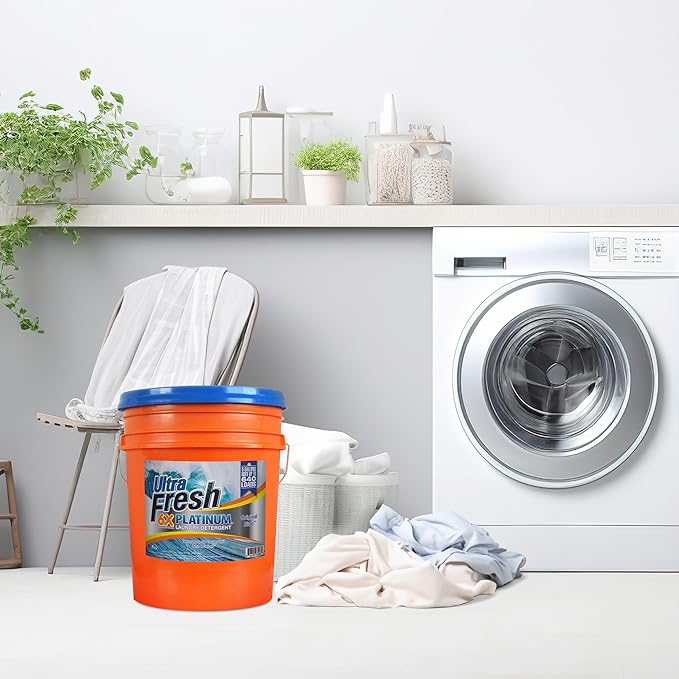 Ultra Fresh 6X Platinum 5 Gallon Laundry Detergent Liquid for All Machine Types with Easy Dispensing Pump, Up to 640 Loads, Original Blue (5 Pack)