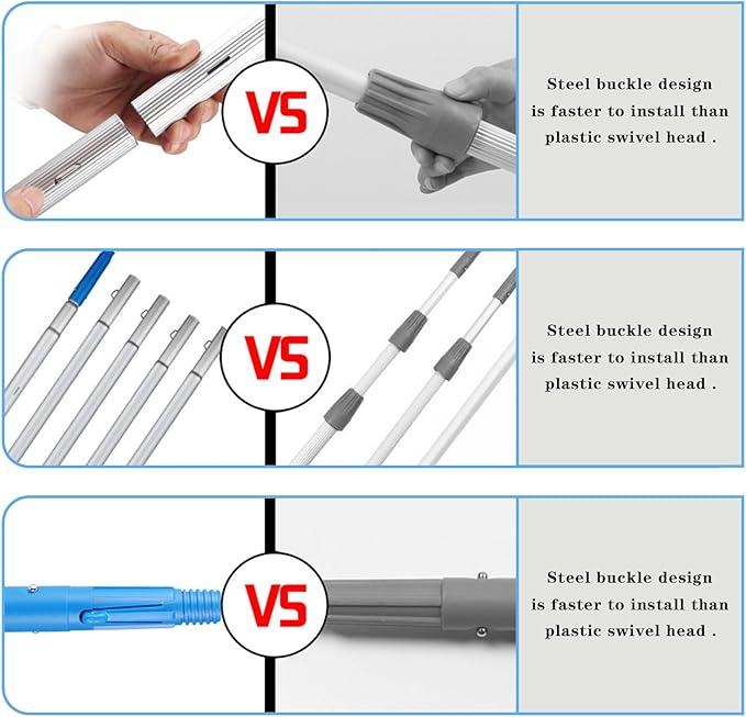 Water Fed Pole Kit Adjustable Solar Panel Cleaning Kit Cleaner Tool for Window Glass Roof Outdoor Glass Brush Window Washing Equipment (26FT)