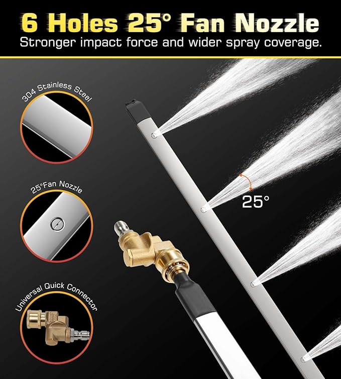 40" Upgraded Radiator Cleaning Wand With 25° Fan Nozzles,Water and Air Dual-Use 4500 PSI Pressure Washer Tool Set for Car,Truck and Other Vehicles.