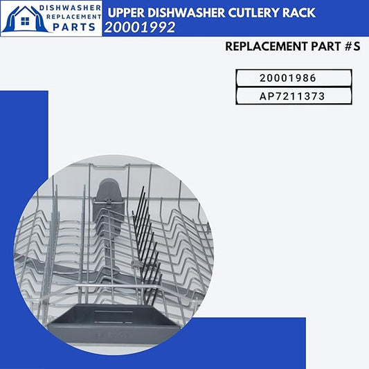 New 20001992 Dishwasher Complete Upper Cutlery Rack Replacement with 20001986, 20000175 Made for Bosch and Thermador. Fits Select ADA Compliant Models Only!