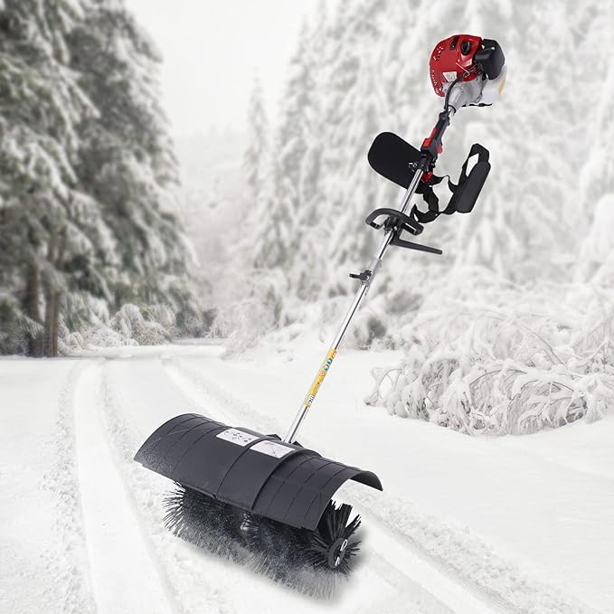 TFCFL 52cc Gas Power Handheld Sweeper Broom Driveway Turf Artificial Grass Snow Clean Handheld Walk Behind Sweeper 52cc 2Stroke Gas Power Broom Cleaning Driveway Tool Walk-Behind Lawn Mowers