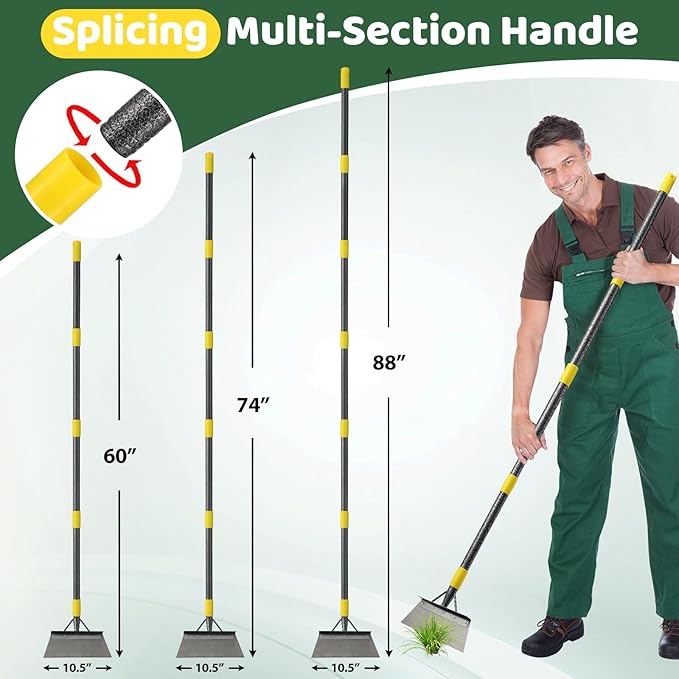 Garden Flat Shovel - Snow Ice Scraper, 60" Multifunctional Garden Cleaning Shovels, Heavy Duty Floor Scrapers Long Handle,Metal Weeding Scraper for Lawn Edging, Snow Ice Removal