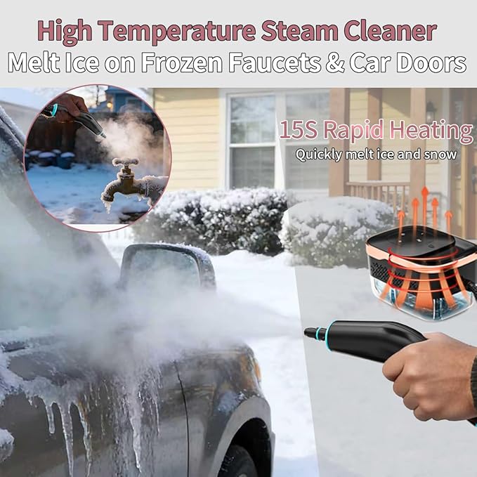 Handheld Steam Cleaner, 4 Bar Pressurized steam cleaner with 11 Accessories,15s Fast Heat-Up & 6-Level Adjustable,1500W Steamer for Cleaning Grout,Grease,Tile, Couch, Car Detailing, Windows & Floors