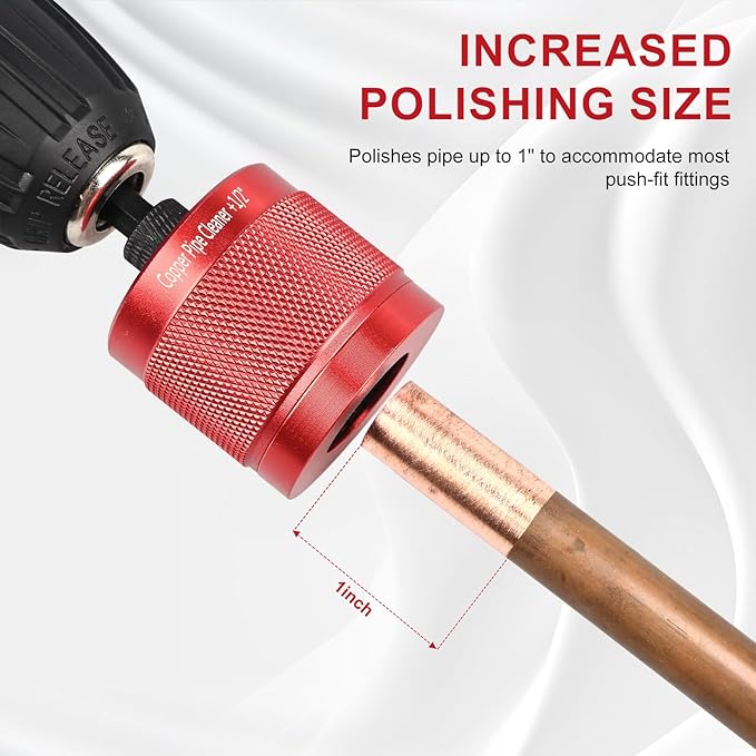 1/2" & 3/4" & 1" Metal Copper Pipe Cleaner for Drill, with 1/4" Hex Shank & 6 Brush Blades & 6 Pipe Cleaning Brushes, Plumbing Tools for Cleaning, Polishing & Removing Rust