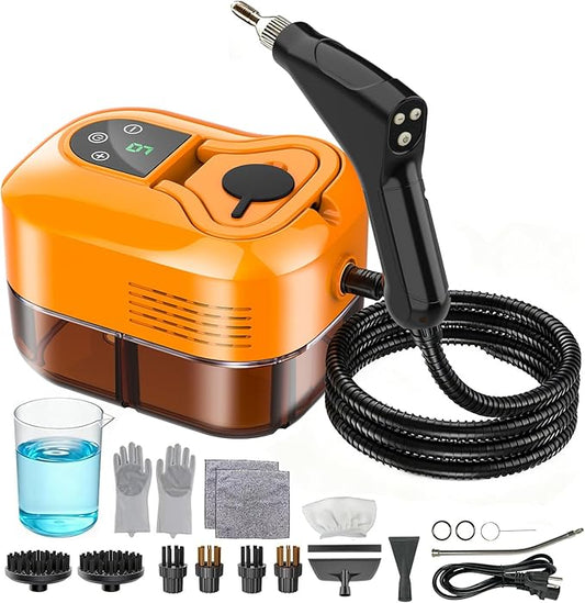 Steam Cleaner for Home & Car - 1800ML Water Tank 15s Heat-Up Portable Steamer for Cleaning, 6 Level Handheld Steam Cleaner for Car Detailing with 17 Accessories for Furniture, Grease, Carpet, Grout