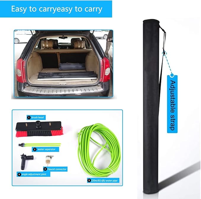Solar Panel Cleaning Brush 23.6ft Aluminium Telescopic Pole for Cleaning Windows Solar Panels Greenhouse Roof Cleaning Tool / 35cm Brush Head,35cmbrushhead-6M/20FT