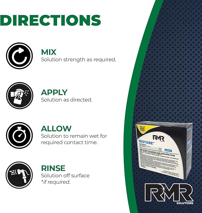 RMR Solutions RESTORE Disinfectant & Cleaner Concentrate, EPA Registered Mold Remover & Antibacterial Cleaning Solution for Kitchen, Bathroom, Floor, Home, Pet Areas, Counter, 13.1g, Makes 16 Quarts