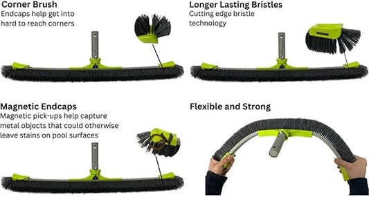 OREQ Corporation 22"/28" Animal Pro Pool Brush | Heavy-Duty All Surface & Vinyl Brush | Professional Pool Wall & Floor Cleaning Tool (22")