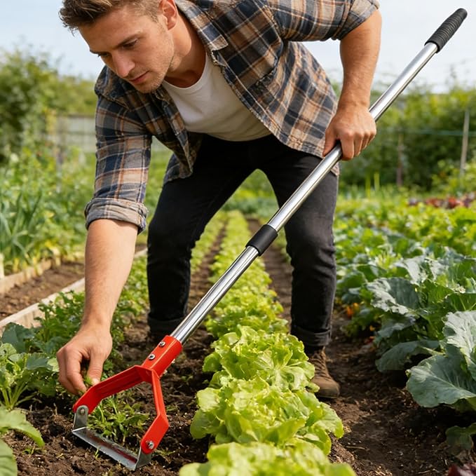 Garden Hoe for Weeding | Heavy Duty Loop Long Handle Shovel,Metal Weeder Scraper Gardening Hoe - for Digging Trenching Loosening Hoeing Edging Farm Lawn Backyard Patio Flower Bed