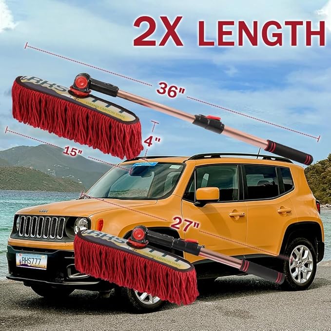Car Duster Exterior Scratch Free Extendable Handle,Wax Cotton Hair Auto Brush Kit for Truck,SUV,RV and Motorcycle,Duster for Car Cleaning，No Lint（Grand Canyon State Designer License Plate）