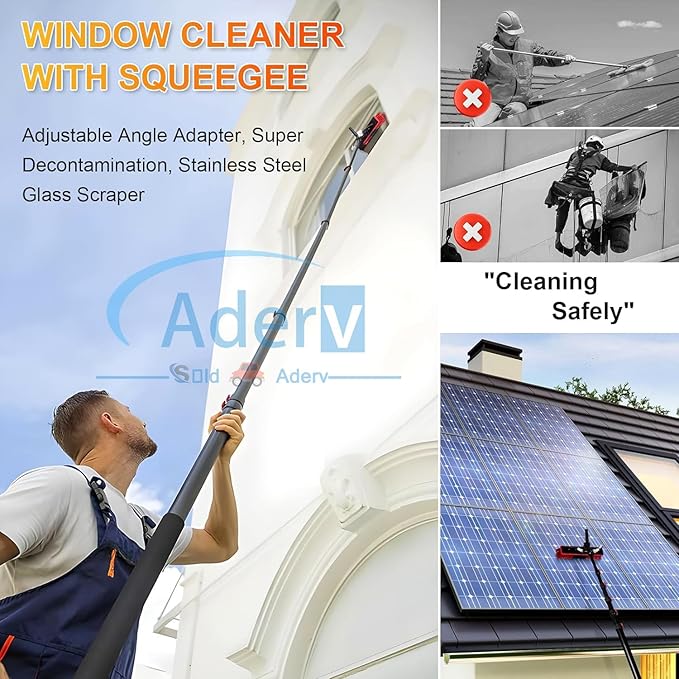 3.6-10.8 M Washing Kit: Water-fed Brush,Squeegee,Soap Dispenser, Window Cleaning Pole, Water Fed Telescopic Brush, Window Cleaner Equipment, Car Cleaning Brush (55cm Brush,5.4M)