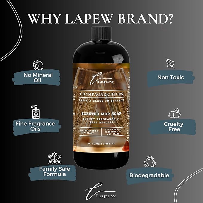 Lapew Champagne Cheers Scented Cleaning Bundle | Carpet Deodorizer Powder (16 oz) & Mop Soap Concentrate (36 oz) | Pet-Friendly Odor Eliminator