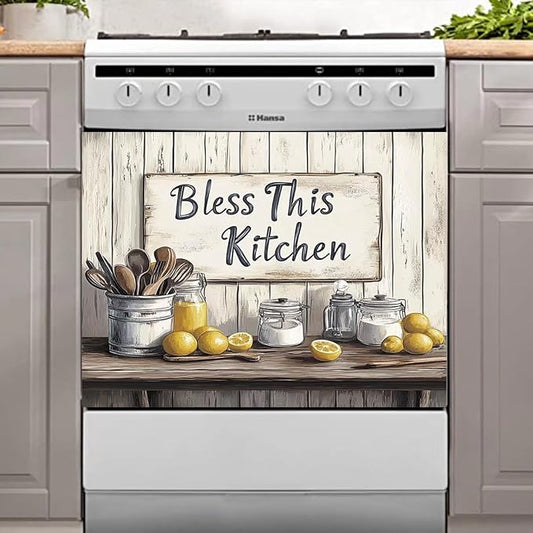 Vintage Spice Jar Tableware Dishwasher Magnet Cover Wooden Desktop Lemon Refrigerator Magnet Door Panels Home Kitchen Appliances Vinyl Stickers 23 W x 17 H