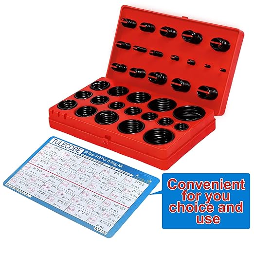 32 Size 419 Pcs Universal Metric Nitrile Rubber(NBR) O Ring Assortment Kit for Various car Auto Hydraulic Faucet Plumbing Pressure Washer Air or Gas Sealing Repair