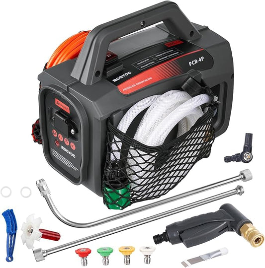 HVAC Pressure Washer, Portable Coil Claening Sprayer with 5 Quick Connect Nozzles, Fin Cleaner Set, Extension Tube for Air Conditioner, Cars,Fences, Driveways, Patios, Home Cleaning