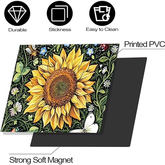 Sunflower Dishwasher Magnets Decorative Cover, Home Kitchen Dishwasher Decal Floral Refrigerator Magnet Cover Decals, Magnetic 23"x17"INCH