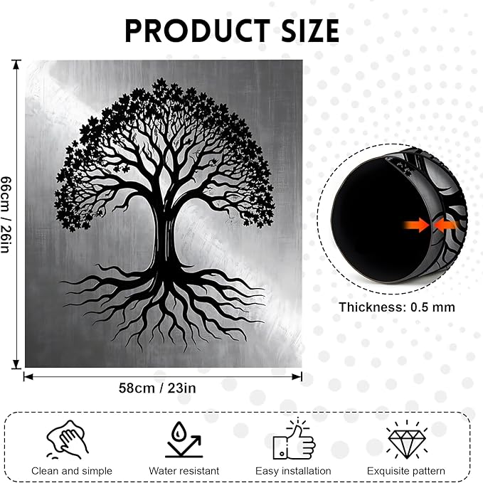 NYZE Black Tree of Life Dishwasher Magnets Decorative Cover Waterproof Magnetic Refrigerator Dish Washer Covers Panel for Kitchen Home Appliance Decor 23 x 26 Inch