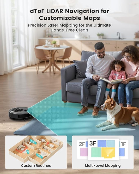 Lefant Robot Vacuum and Mop, Upgraded LiDAR Navigation, 450ml Visible Dustbin, Strong Suction, Multi-Floor Mapping, Self-Charge, WiFi/Alexa/APP, Multi-Surface Cleaning, M330 Pro Grey