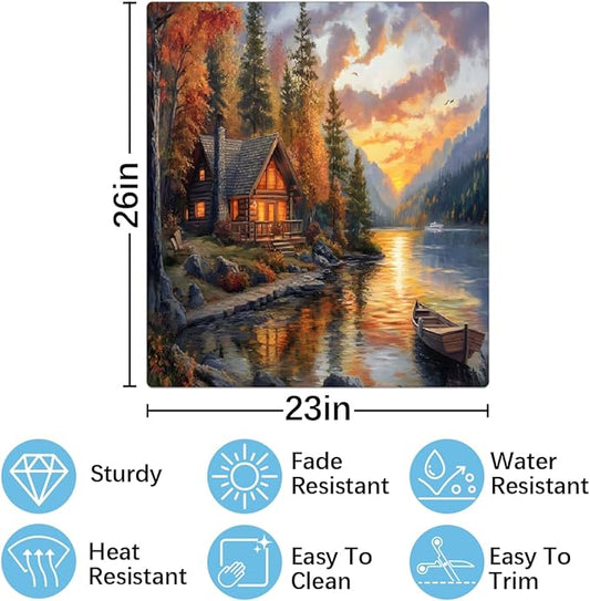 Lake Boat Tree House Dishwasher Magnet Cover for The Front Magnetic Dishwasher Door Covers Dish Washer Sticker Wrap Home Decorative Appliances Panel Decal Kitchen Decor 23" x 26" (Magnetic)