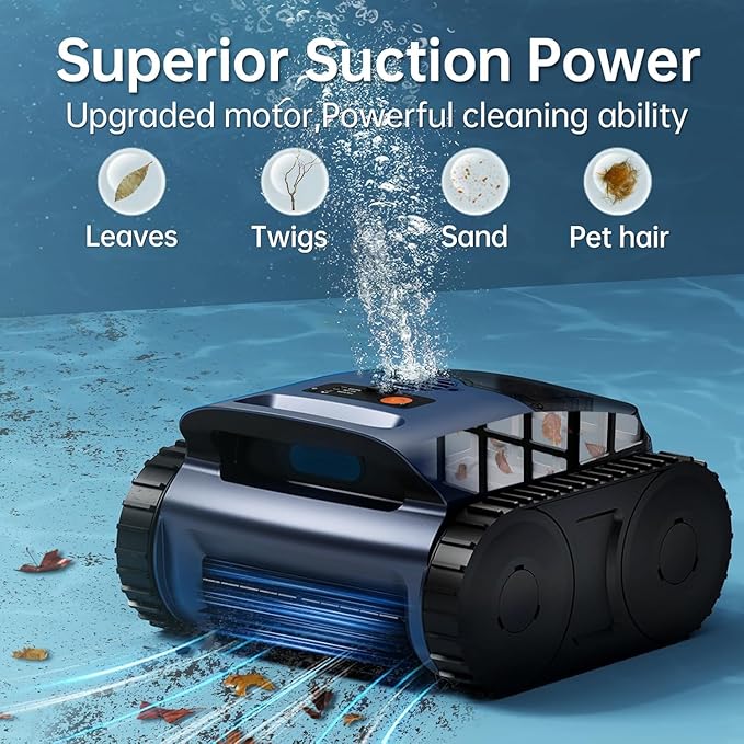 [2026 Upgrade] Pool Vacuum for Inground Pools,Robotic Pool Cleaner for Floor/Wall Climbing/Waterline Cleaning, Dual-Motor System Powerful Suction,Extended 180-Min Runtime for Pools up to 2100 Sq.Ft