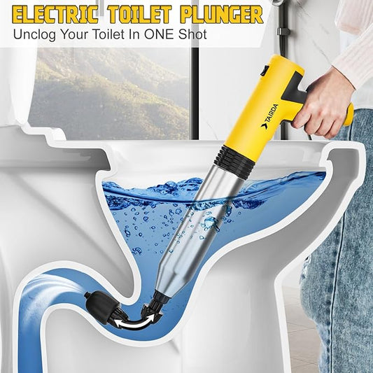 Electric Toilet Plunger, High Pressure Toilet Plungers, Cordless Electric Drain Unclogger Tool with Automatic Pressurized, NO Splash Back, 3 Heads & Storage Bag, for Bathroom Shower Floors