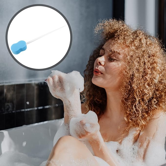 Long Handle Bathing Brush Soft Bristle Back Scrubber for Shower Ergonomic Body Cleaning Tool Convenient for Daily Use for Relaxing Baths Blue Color