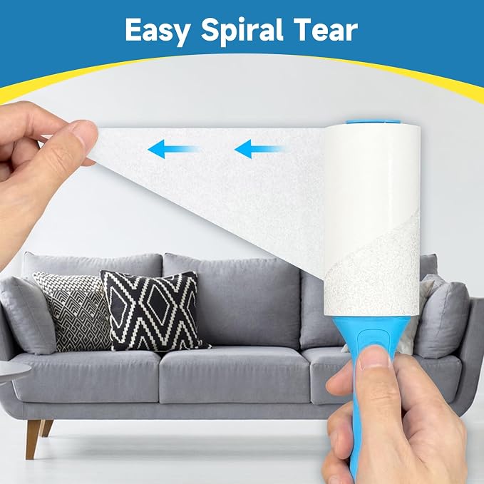 Swihauk 600 Sheets Extra Sticky Lint Rollers for Pet Hair | Easy Spiral Tear Lint Roller for Clothes with Ergonomic Handle, Multipurpose Lint Remover for Furniture, Carpet, Car Seat - Image 4