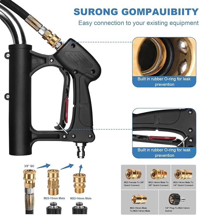 30" Pressure Washer Surface Cleaner, Dual Handle Stainless Steel Power Washer Surface Cleaner With 4 Wheels, 5200 PSI for Pressure Washer Attachment for Concrete, Patio, Sidewalk, Deck and Driveways