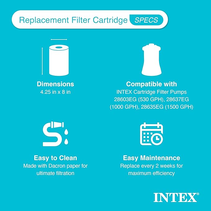 Intex 29000E Type A Pool Filter Cartridge Filter Pumps ?€? Easy-to-Clean ?€? Dacron Paper ?€? Efficient Filtration ?€? Single Pack