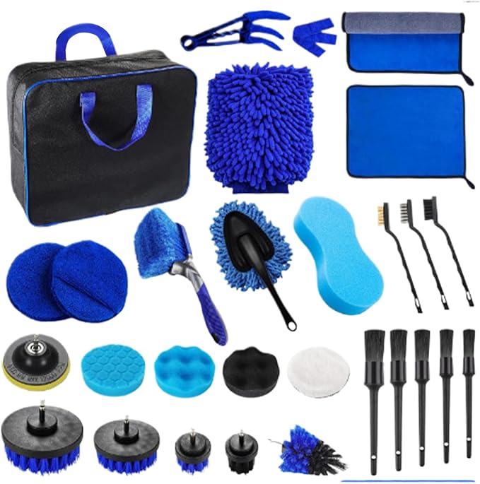Car Cleaning Brush | 29-Piece Washing Scrubber Set for Vehicle,Vehicle Washing Brushes | for Truck Sedan SUV RV Garage Outdoor Home