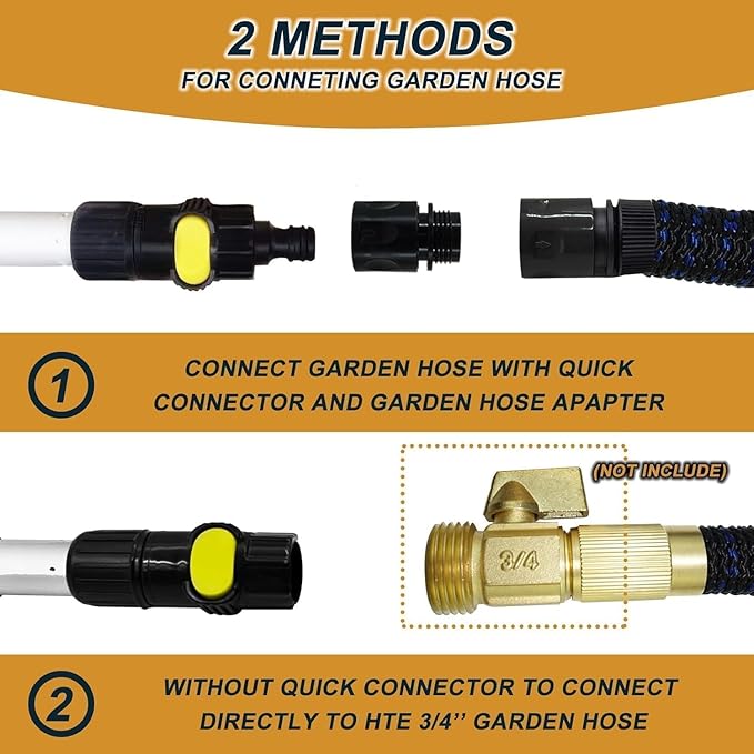 12FT Telescopic Gutter Cleaning Tools from The Ground, Reach to 20FT Gutter Cleaner Wand with Hose Attachment, Aluminum Wand Rain Gutter Cleaner Tool